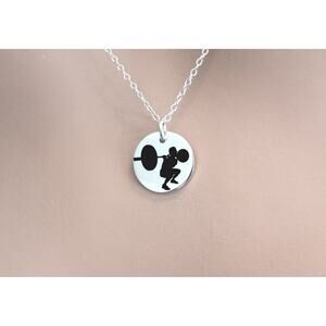 Sterling Silver Custom Engraved Power Lifter Charm Necklace
